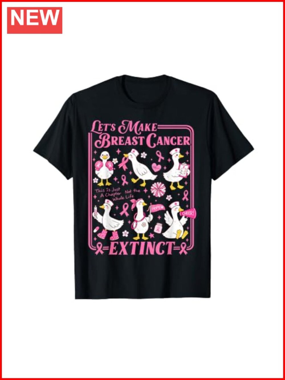 Nurse Goose Breast Cancer Awareness Pink Ribbon T-Shirt